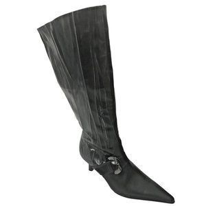 Peter Kaiser Ladies Pull On Black Leather Zip Kitten Heel Boots